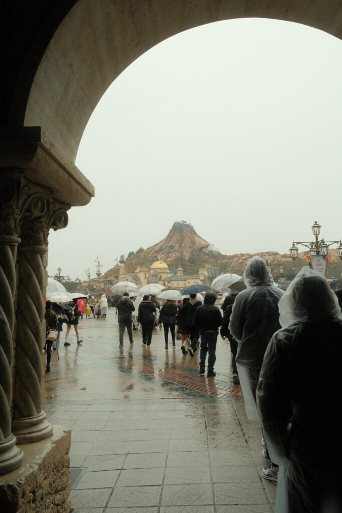 View of the volcano at Disney Tokyo Sea amusement park
