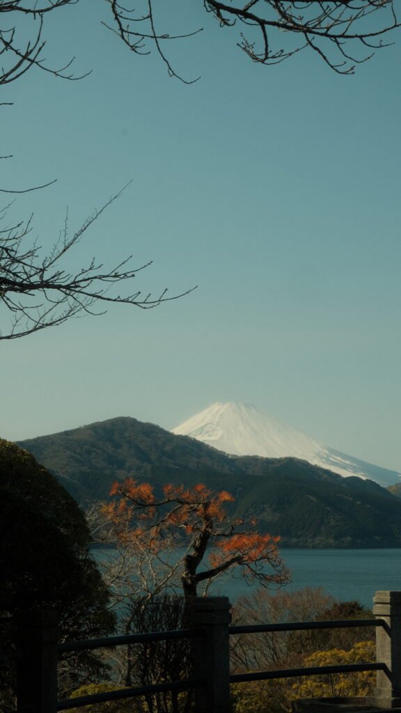 view of Mount Fuji from Onshore Hakone Park in Hakone, Japan