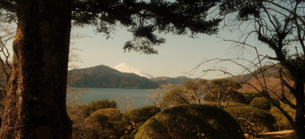 Trees and lake looking over Mount Fuji. Japan
