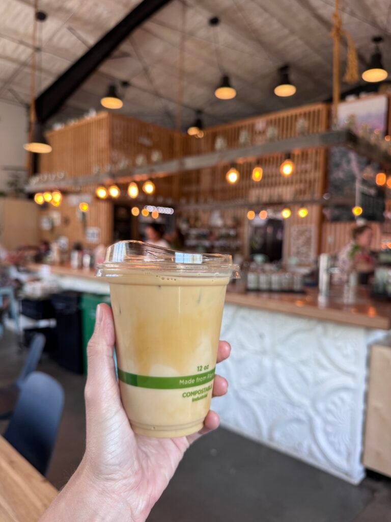 Ice latte from Treeline coffee in Bozeman, Montana