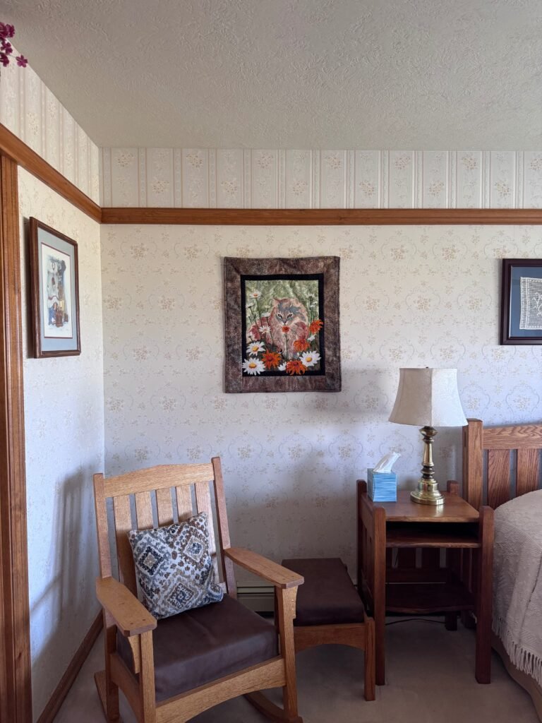 Chair and lamp at Airbnb in Bozeman Montana 
