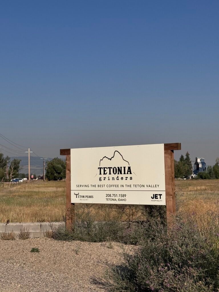 Billboard of a coffee shop in Tetonia, Idaho