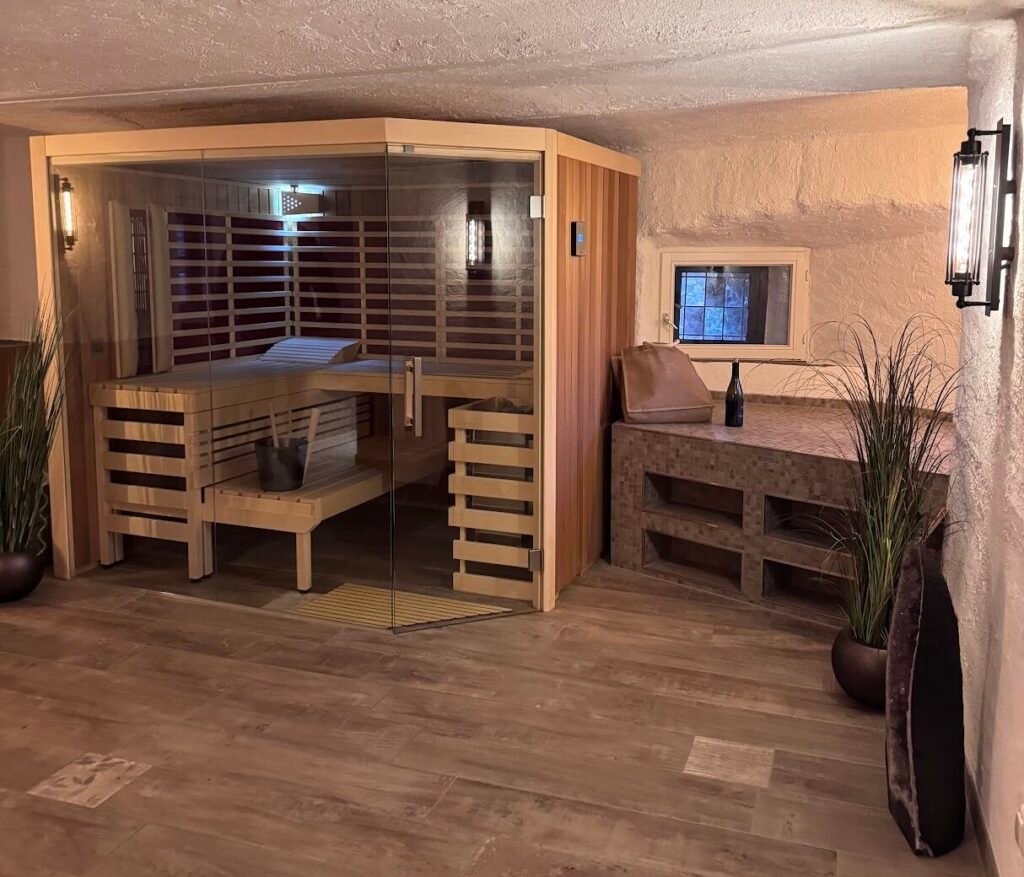 Sauna at Burg Gutenfels hotel in the Rhine River Valley, Germany